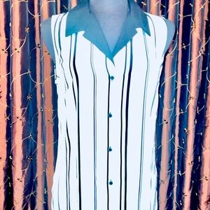 New with Tag Michael Tyler Women Black & White Strip Drs/Shirt Casual Drs Sz PS